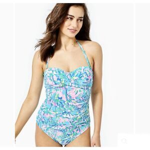 Lilly Pulitzer Flamenco One-Piece Swimsuit Halter Strapless Size 4